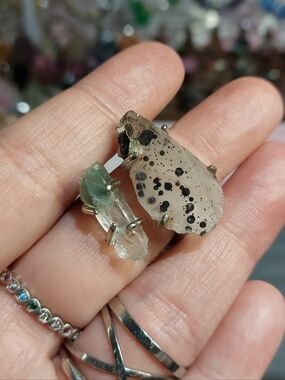 🪨⚒️ Specularite Hematite Quartz & Green Matrix Tourmaline Quartz Specimen Ring